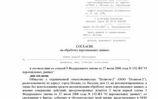 Перечень персональных данных на обработку которых дается согласие