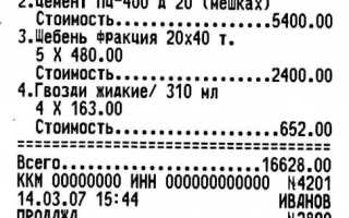 Как должен выглядеть кассовый чек