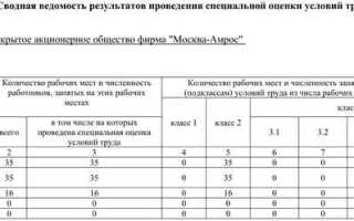 Перечень рабочих мест на которых проводилась специальная оценка условий труда