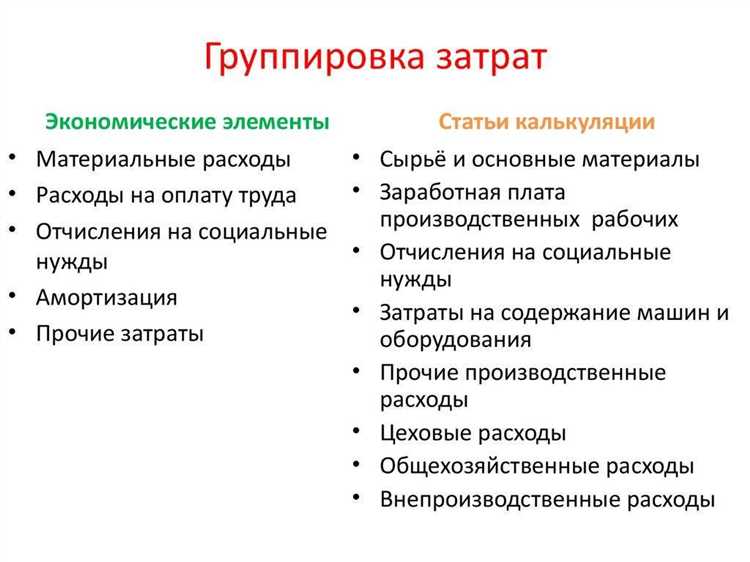Какие группировки затрат используют для организации производственного учета
