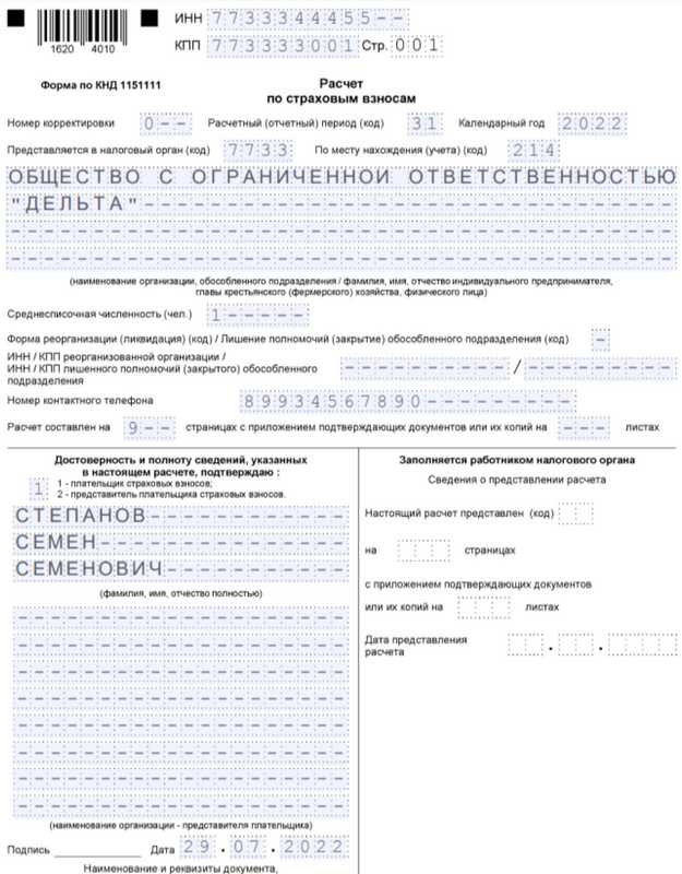 Как правильно заполнять РСВ 1